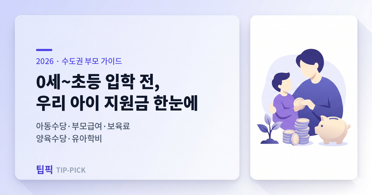 0세~초등 입학 전, 수도권 육아·가족 지원금 한눈에 (2026)